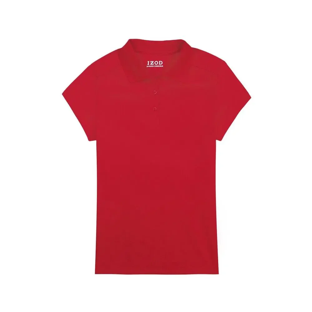 IZOD Girls Short Sleeve Uniform Polo Shirt M 10/12 Red